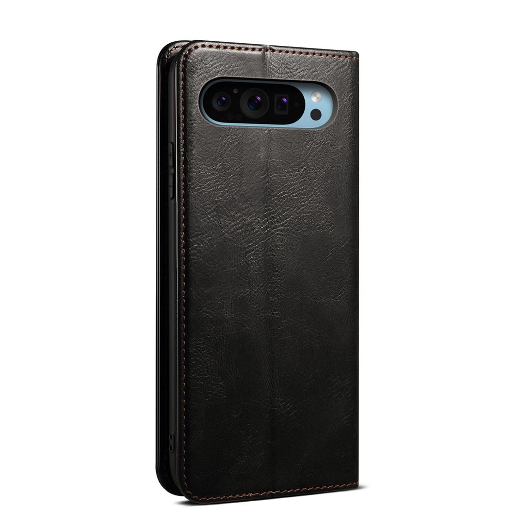 Pro Google Pixel 9/Pixel 9 Pro Pouzdro Textura Crazy Horse Voskovaná Kůže Peněženka Stojánek Kryt