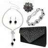 Elegant Women's Jewelry Set with Bag - Rhinestone Necklace Earrings Bracelet for Wedding Banquet Party