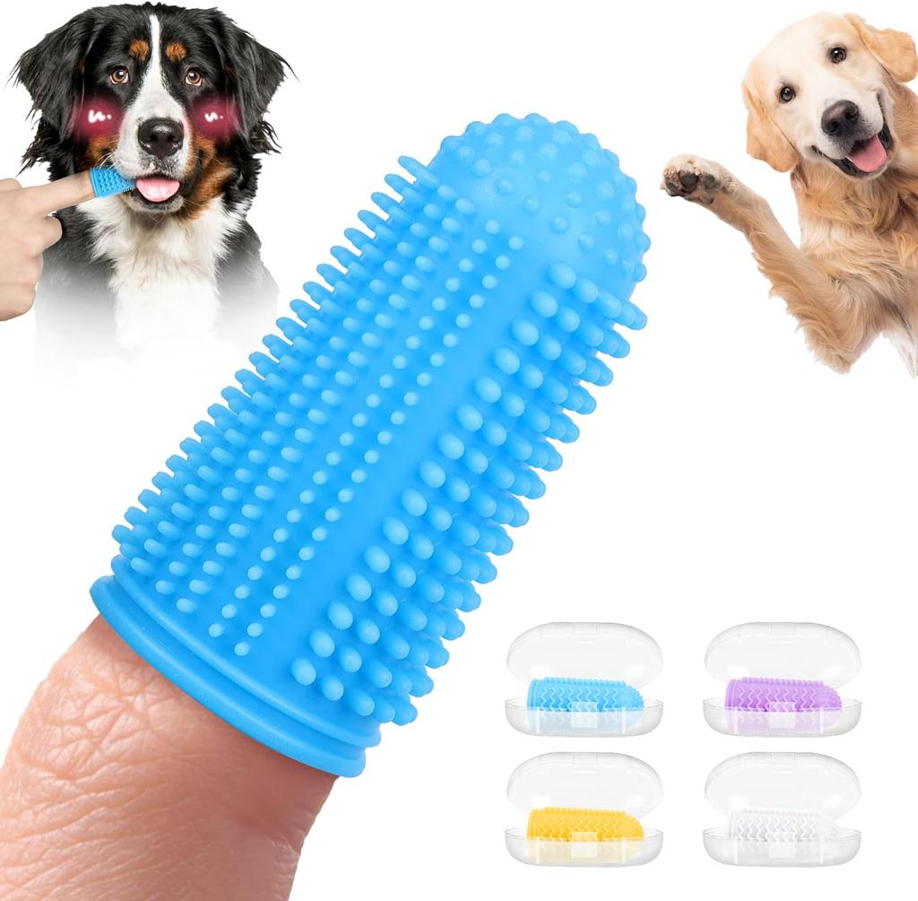 Dog Toothbrush 4-Pack Dog Tooth Brushing Kit,pet Toothbrush  Dog Finger Toothbrush for Dogs,Dog Teeth Cleaning Combine with Dog Toothpaste