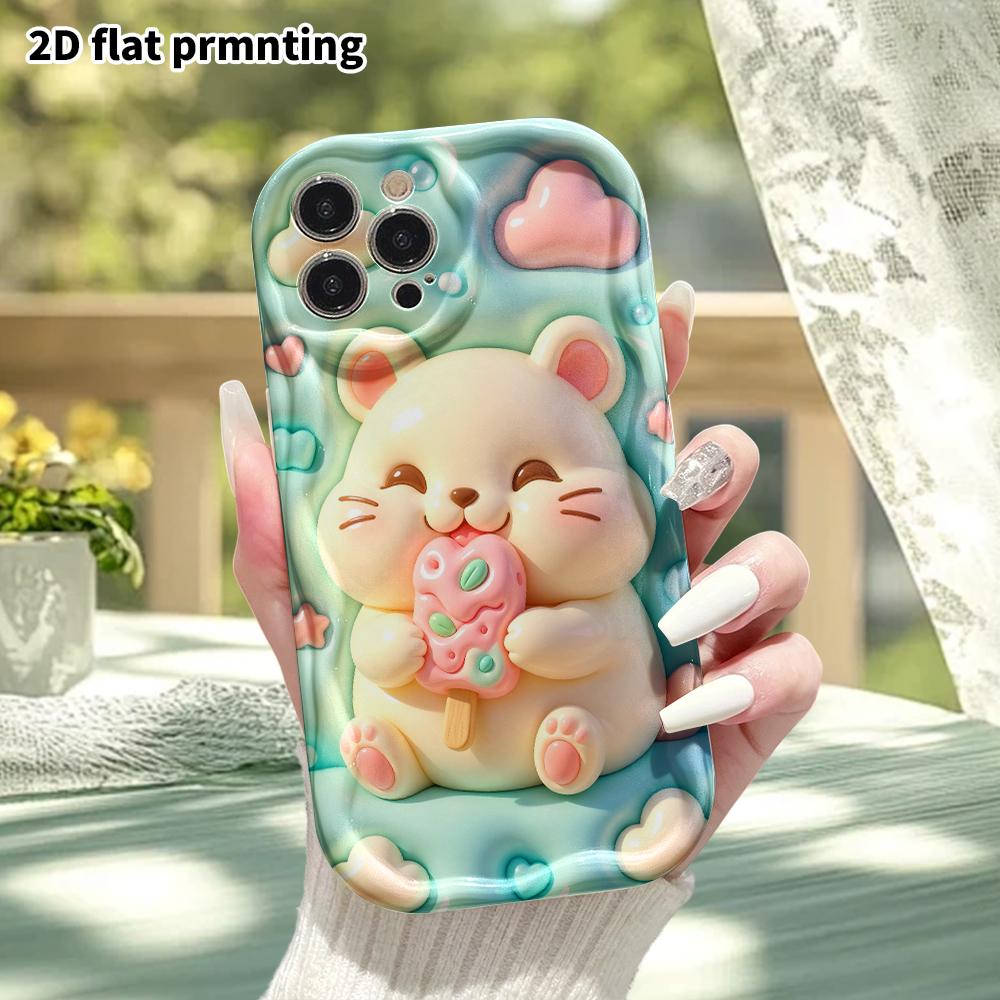 Phone Case: 2D Flat Design Suitable for iPhone 18 17 16 15 14 13 Pro Protective Case, Popsicle Hamster, Perfect Christmas and Halloween Holiday Gift
