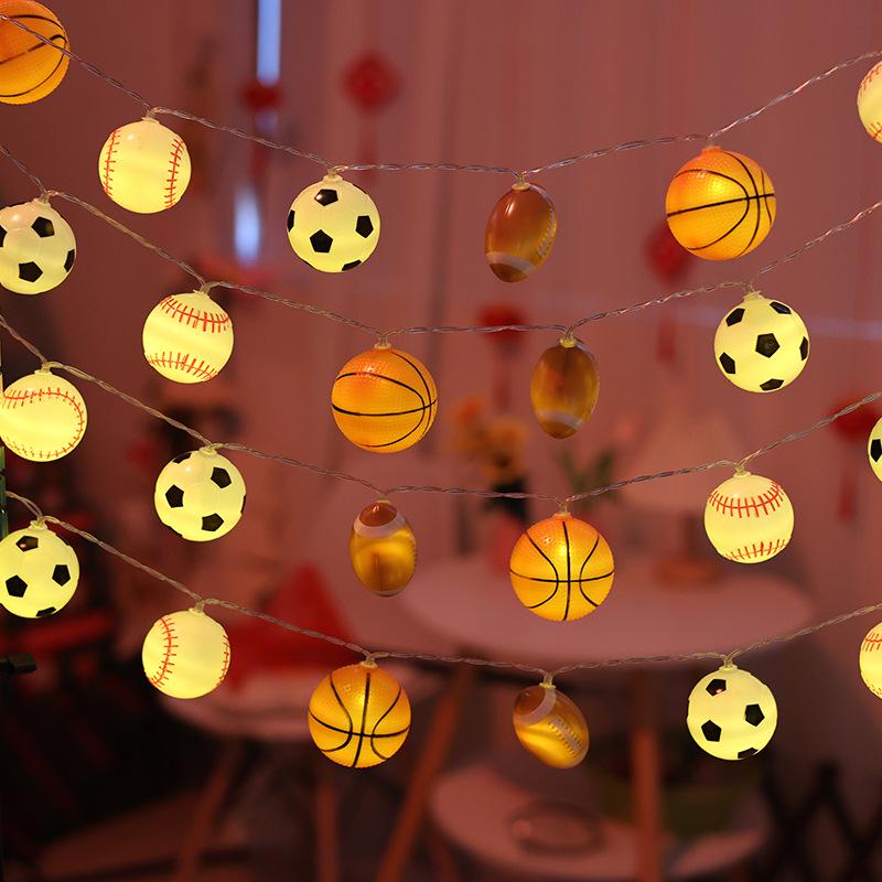 

World Cup Themed LED String Lights: Olive, Rugby, Football, Basketball for Christmas & Party Decor 1.5m 10 LEDs - Battery
