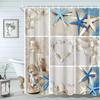 Seashell Shower Curtain Summer Beach Starfish On The Coastal For Bathroom Curtain Polyester Fabric Bathroom Accessories Set