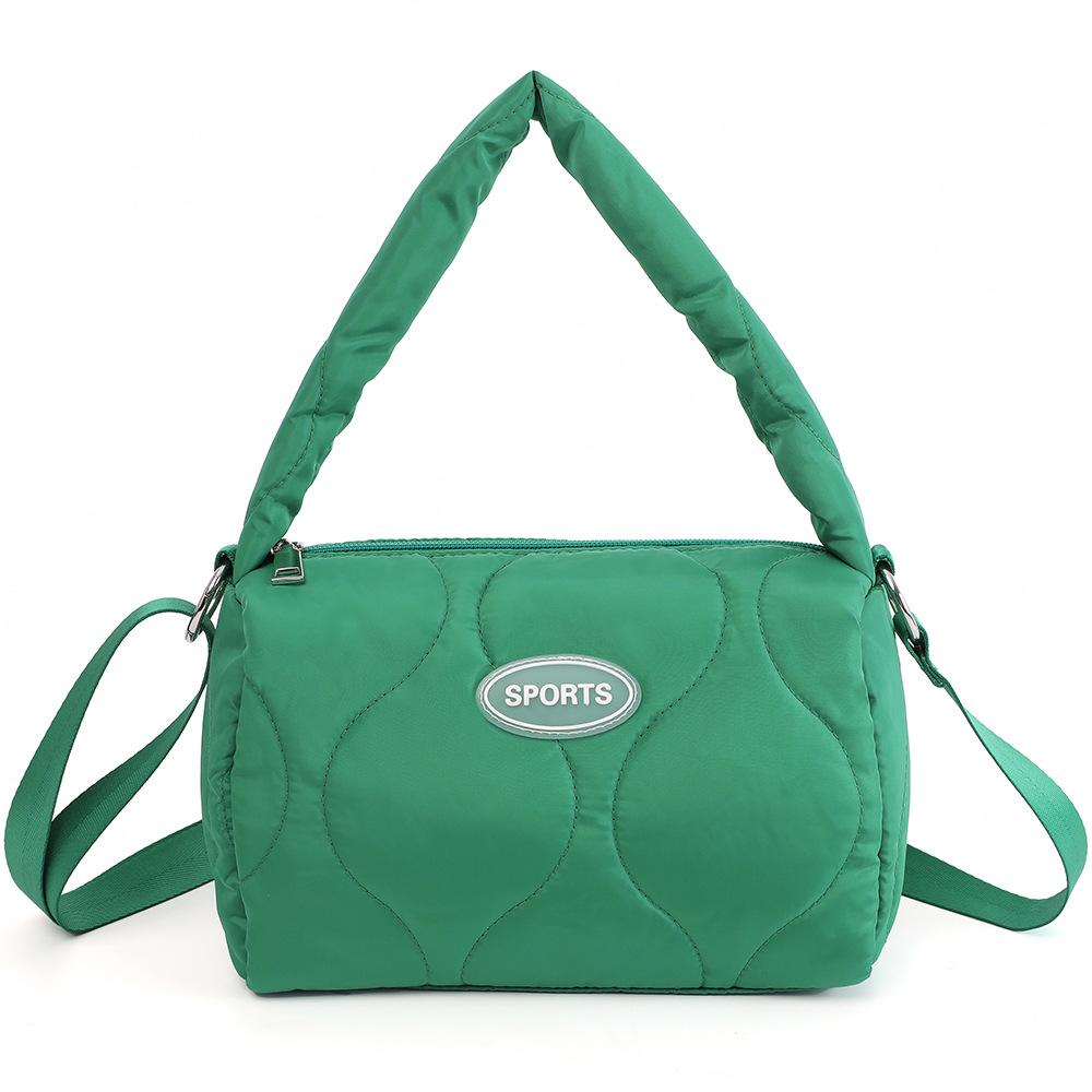 

Simple and fashionable cotton-filled handbag, high-end Boston pillow bag, messenger bag, women s four seasons зелений