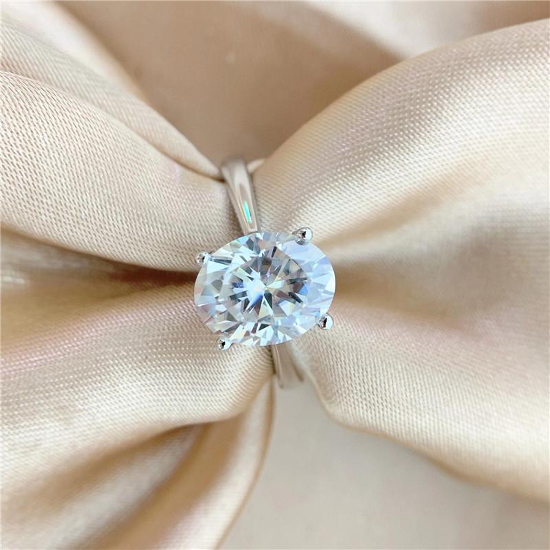 Echter D-Farben-Mossonit-Ovalring, 18 Karat vergoldet, 925er-Sterlingsilber, Taubenei-Damenringe, Klarheit, VVS1-Diamantschmuck