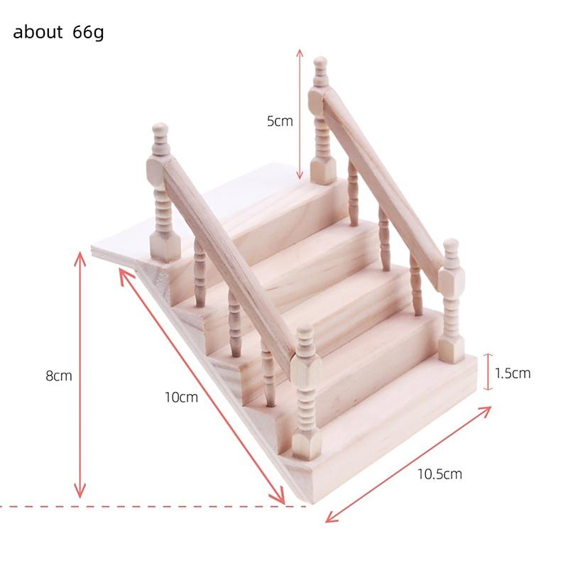 1:12 Dollhouse Miniature Wooden Staircase Mini No Handrail Stairs Furniture Model DIY DollHouse Life Scene Decor Plaything Accessories