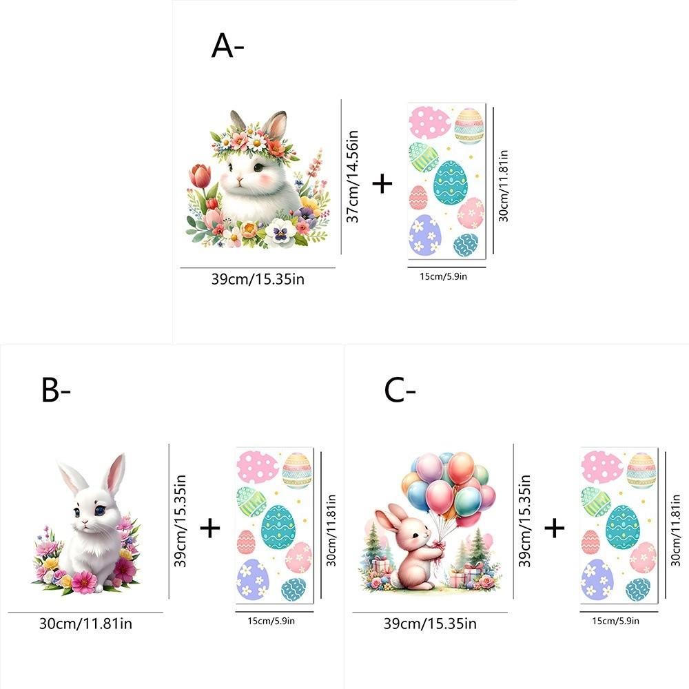 Self-Adhesive Flower Rabbit Sticker Easter Festival Party Sticker New Wall Decal  Glass Decoration