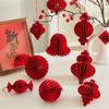 New Red Honeycomb New Year Decorations with Tassel Paper Hanging Pendant Hanging Style Christmas Tree Ornament Spring Festival
