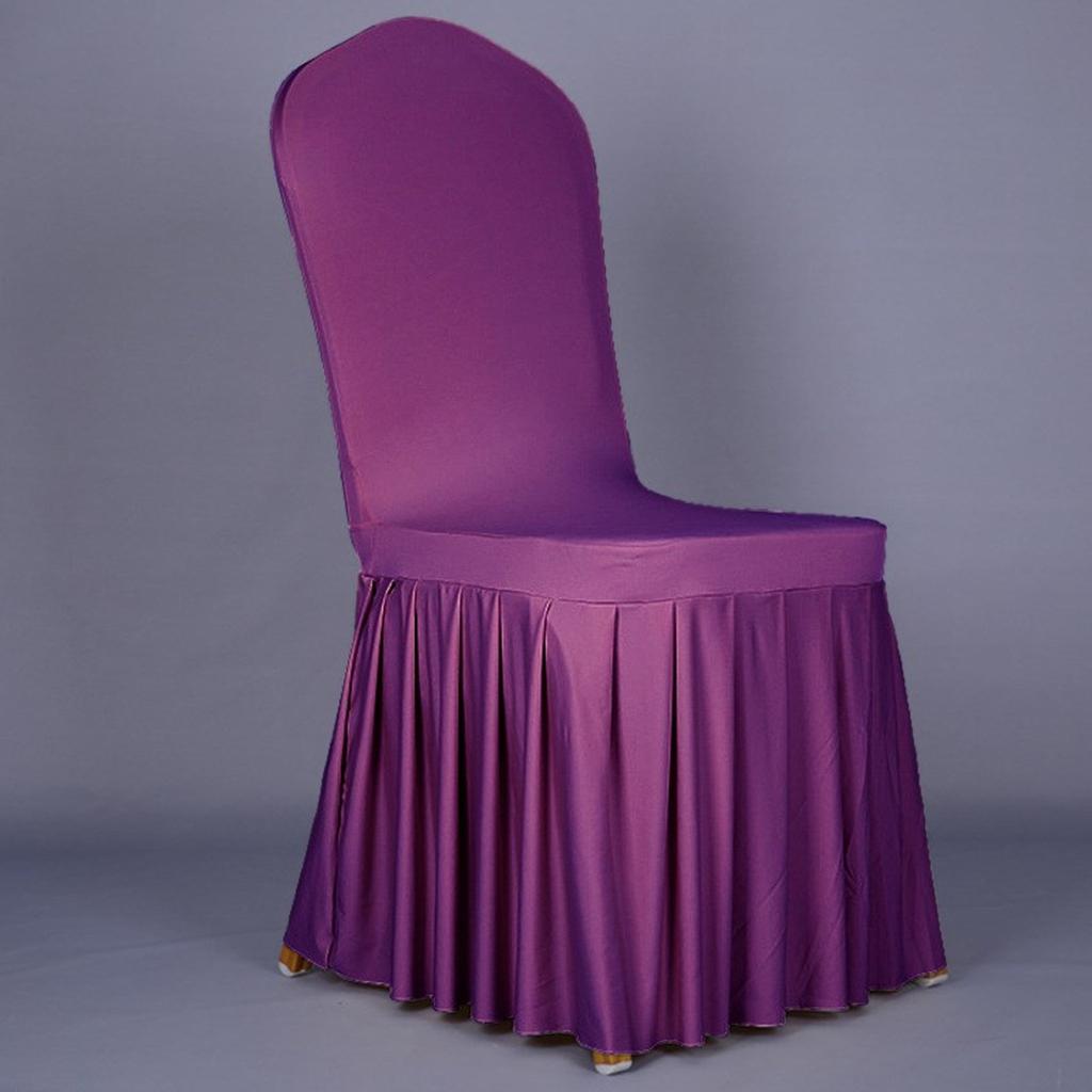 Long Stretch Dining Chair Cover Protectors Banquet Chair Skirt Seat Slipcover for Hotel Wedding Ceremony Removable Cover