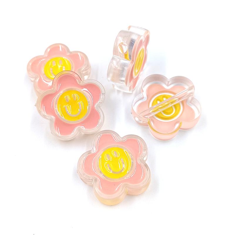 Accessories Zinc Acrylic DIY Crafts Dripping Oil Smiley Flower Necklaces 5Pcs Keychain For Jewelry Making Earrings Charms Cute Pendants