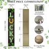 St. Patrick's Wooden Porch Decor 8”x48” Lucky Sign with Shamrock Porch Leaner Welcome Porch Sign for St. Patrick's Day Standing Hanging Home