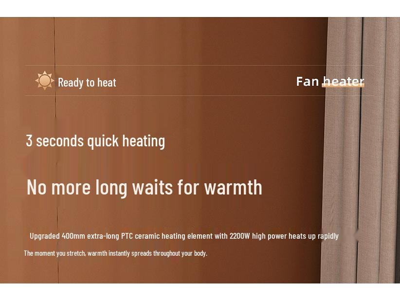 Energy-Saving Vertical Fan Heater for Home and Bathroom