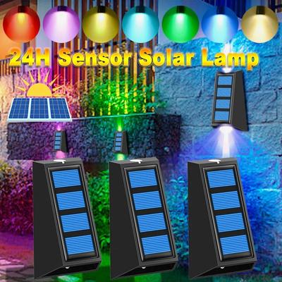 Multiple Colors Adjustable Gardens Solar Street Lights Outdoors Waterproof Sensor Lamps Led Lighting Wall For Walkway Fence Stairs Festival Decoration