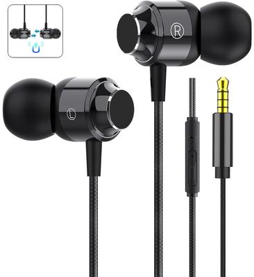 Wired Earphones with Magnetic HiFi Sound Deep Comfortable High Noise Sound Leakage Remote Call Stereo Volume Compatible with Microphone, Design,