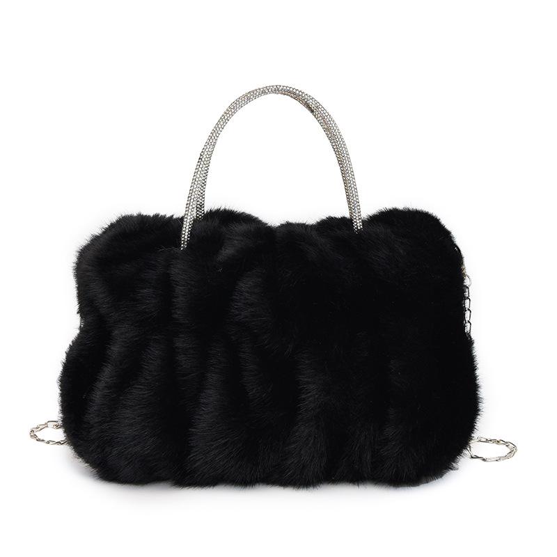2024 Trendy Handheld Plush Cloud Bag: Furry Chain Crossbody for Women, Perfect for Autumn/Winter
