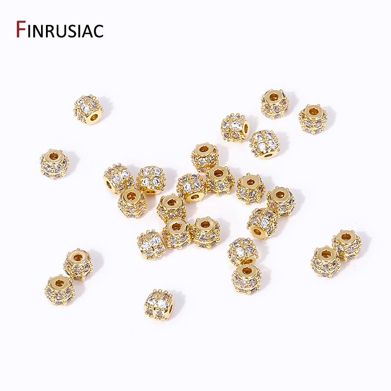 2/4Pcs 18K Gold Plated Brass Zircon Spacer Separator Beads Jewelry Making Supplies For DIY Bracelet Necklace Accessories
