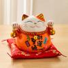 Ceramic Lucky Cat Figurine Statue Creative Good Luck Cat Piggy Bank Fortune Wealth Business Gifts Home Decoration