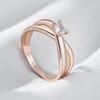 Simple Glossy Cross Rings For Women Fashion  Rose Gold Color With Natural Zircon Accessories Daily Fine Jewelry