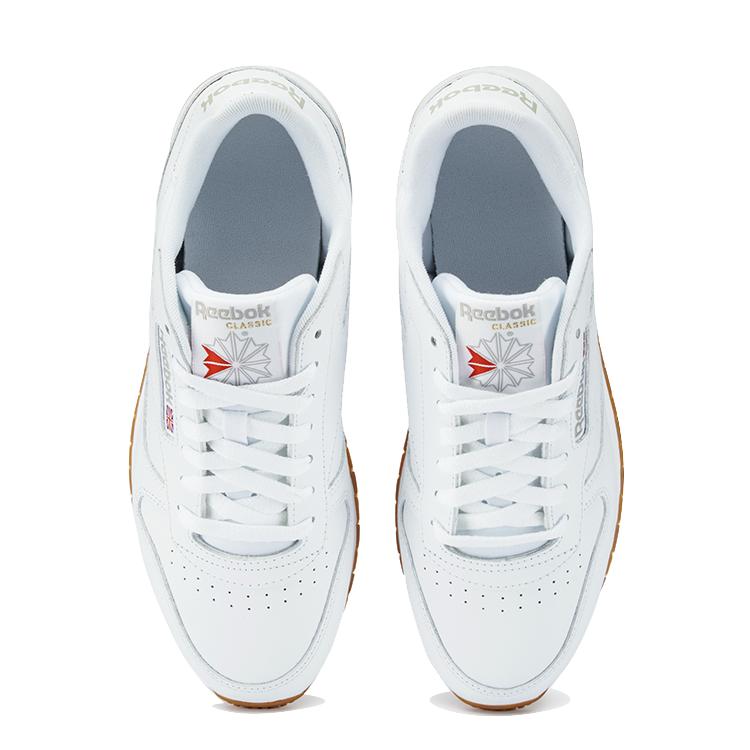 Reebok Klassisches Leder Weiß Grau Gummi Unisex Sneaker Schuhe-Weiß Rein-Grau-3 Gummi-Gummi-03 100008491