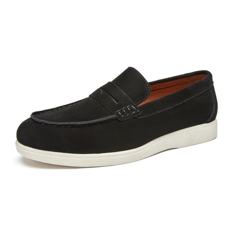 Men's British-Style Suede Nubuck Loafers - Slip-On Casual Shoes