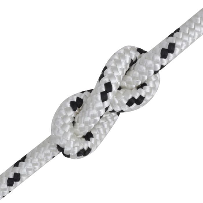 VidaXL Corde de bateau tressée Polyester 8 mm 250 m Blanc