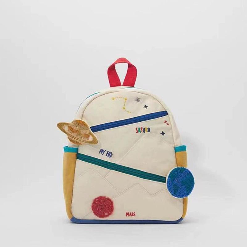 

New Cartoon Planet Children s Backpack Canvas Lightweight Kindergarten Fashion School Bag Travel Backpack бежевый