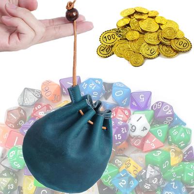 Original Handgefertigte Leder Unisex Münzbörse Würfelsammlung Tasche Retro Geldbörse Kordelzug RPG Brettspiele Würfel Aufbewahrungstasche