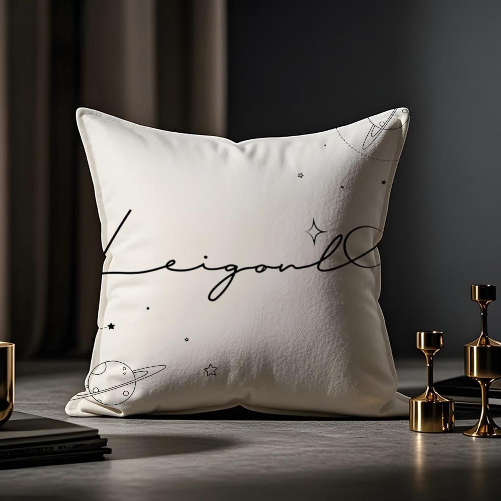 Artistic Animal Signatures Cushion Cover Anti-dustmite Pillowcase Invisible Zipper Silky Short Plush Sofa Cushion Cover
