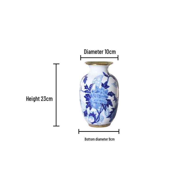 High-Grade Embossed Ceramic Vase for Living Room Decor - Chinese Style Dry Flower Ornament