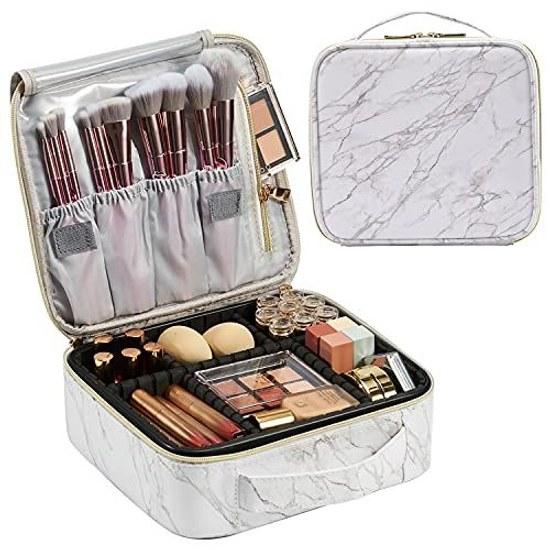Hapilife Makeup Box Pouch Large Capacity Cosmetic Products Case Storage Portable Professional Travel White