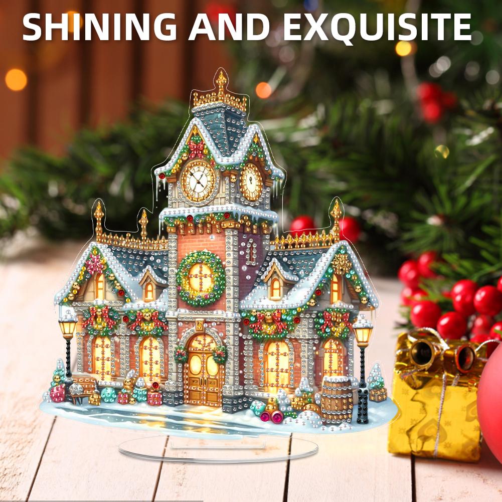 2D Flat Print Xmas DIY Diamond Painting Tabletop Ornaments Kit 5D DIY Diamond Art Tabletop Decorations Bedroom Table Decoration