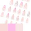 24 Stück 3D-Schleifen Acryl-Nagel mit Stern Valentinstag Falscher Nagel French Tip Aufklebe-Nagel Mandelform Press-On-Nagel