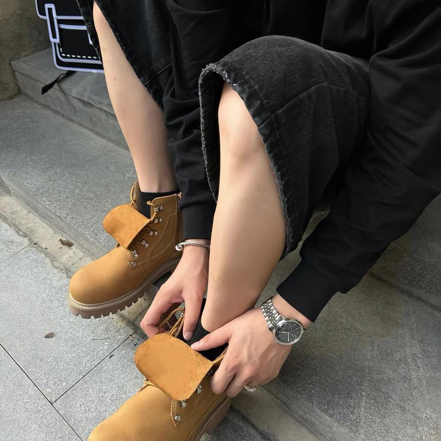 Men Women Martin Boots Autumn Winter Casual Ankle Boots Non‑Slip Wear‑Resistant Lace‑Up Shoes Outdoor Daily Footwear