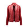 New simple casual leather jacket women's stand-up collar zipper slim locomotive suit short jacket women