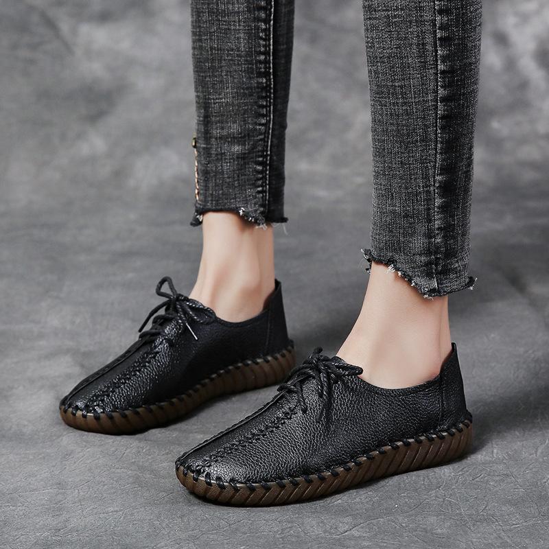 fashion Summer Loafers Women's Casual Lace Up Shoes Moccasins Soft Sole Ladies Footwear Women Flats Shoes Female All-match Beanie Shoes