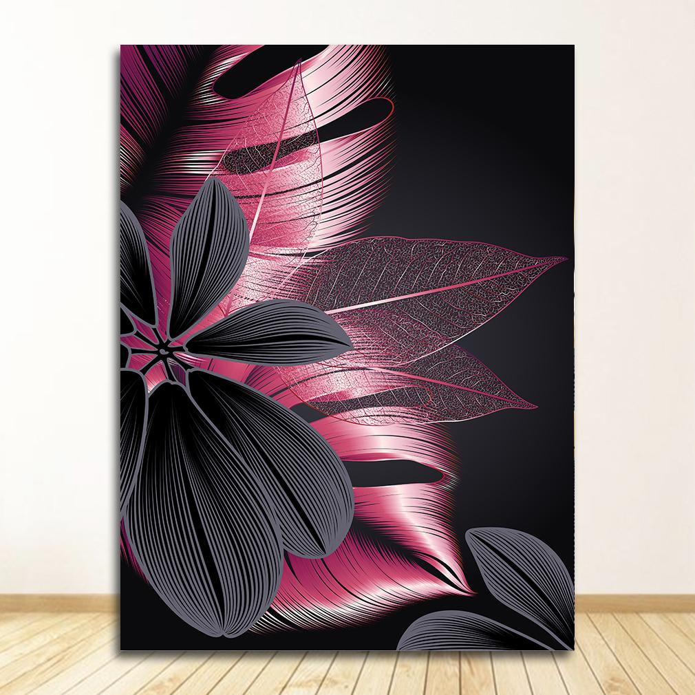 Black Golden Plant Leaf Canvas Poster Print  Abstract Wall Art Painting Nordic Living Room Decoration Picture Modern Home Decor
