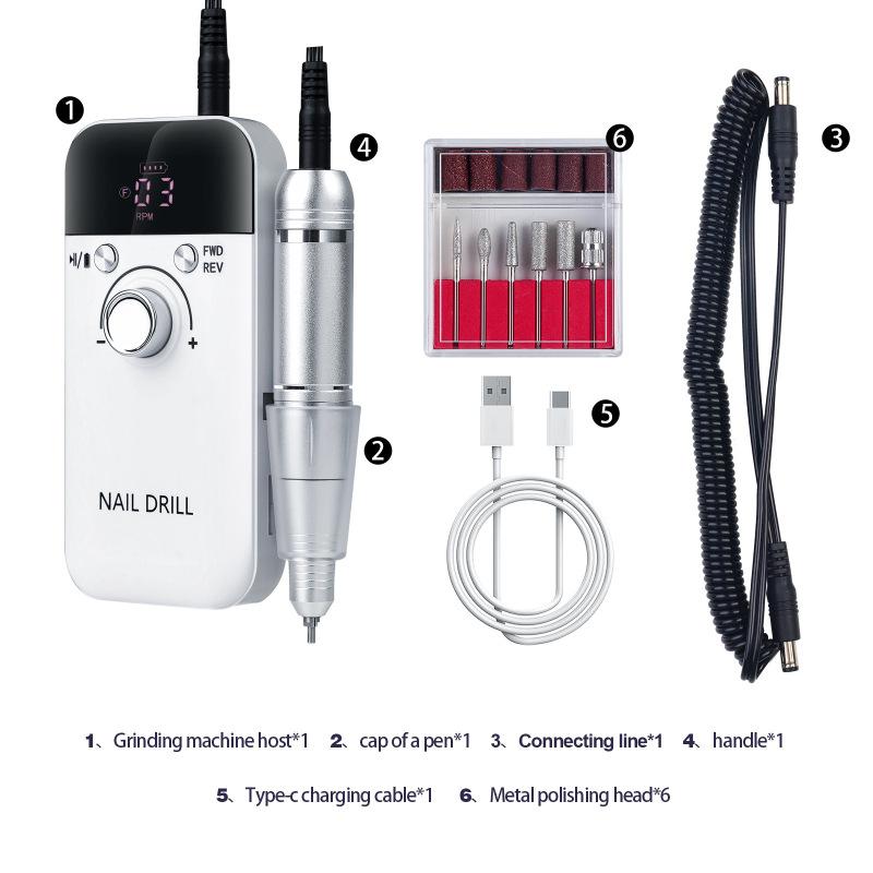 New Professional Nail Removal V6 Polishing Machine 45000 RPM Power Storage Portable Electric Nail Polisher