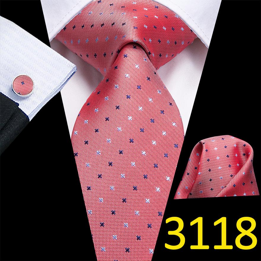 Hi-Tie Мужской набор: шёлковый галстук, носовой платок и запонки N-3118