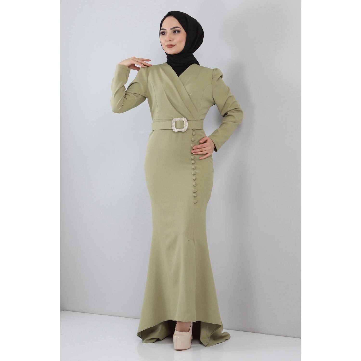 

Вечернее платье с пуговицами, зеленое 44