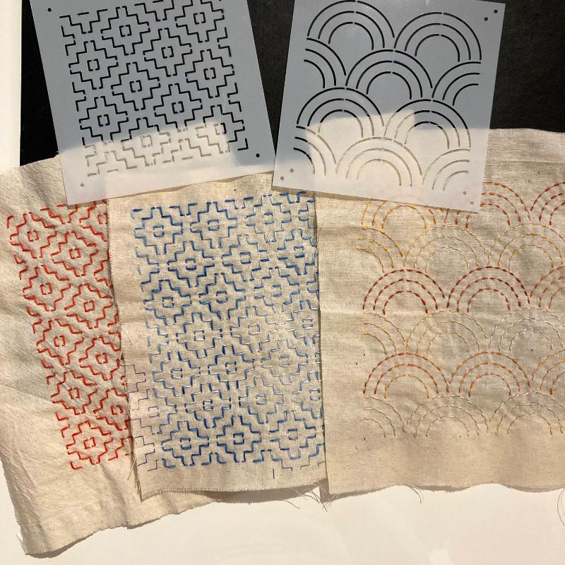 8/9/24/32Pcs Sashiko Embroidery Templates Reusable Pet Sewing Stencils Diy Embroidery Patterns Geometric Line Quilting Template