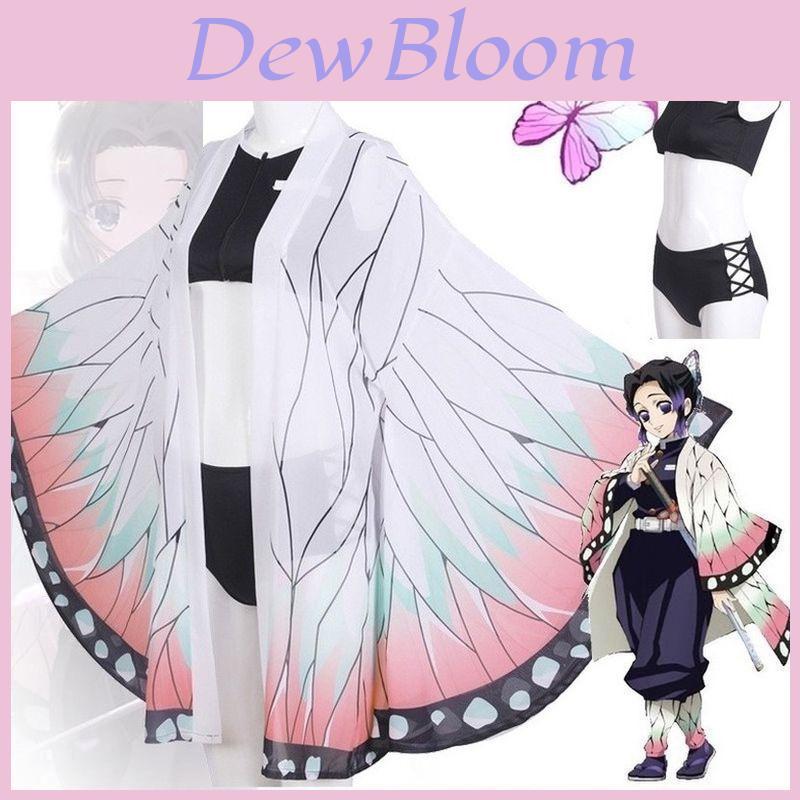 Adorabile Set Costume da Bagno Bikini Cosplay da Spiaggia di Demon Slayer Kimetsu No Yaiba con Shinobu Kocho