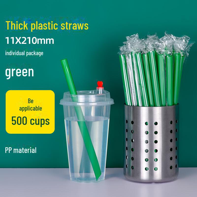 Disposable Transparent Thick PLA Pearl Milk Tea Straws with Independent Packaging