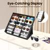 18 Slot Sunglasses Storage Box, MDF Display Organizer with Cover for Eyeglasses Watches, Stackable for Home Store