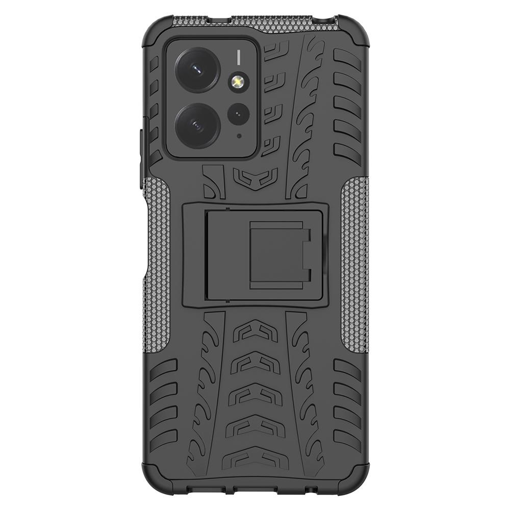 

Tyre Pattern Phone Case for Xiaomi Redmi Note 12 4G,PC+TPU Double Layer Shockproof Kickstand Cover Black