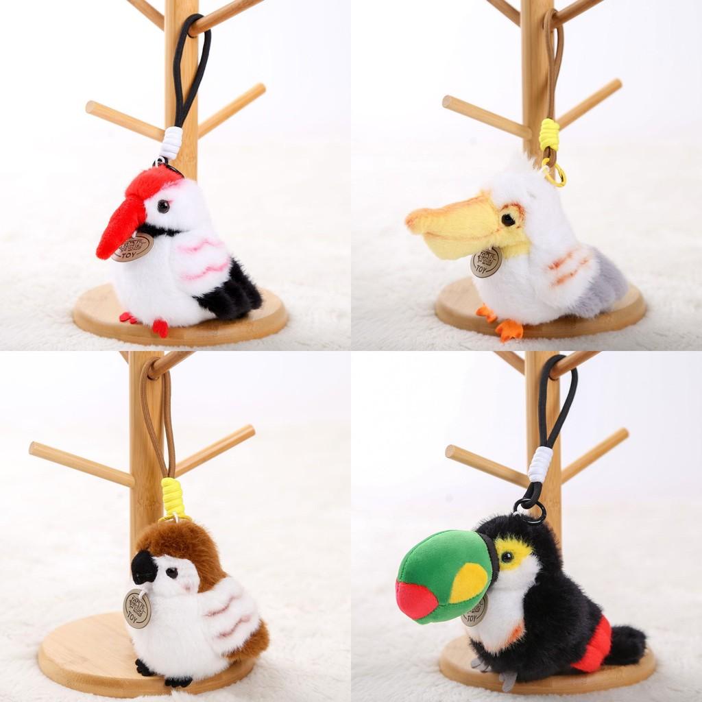 Red Crowned Crane Plush Parrot Keychain With Pp Cotton Filling For Girls And Collectors