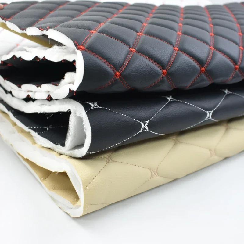 100x140cm Embroidery Quilted PVC Leather Fabric for Car Floor Mat Seat Decoration Faux Leathers Upholstery Wall Craft Material