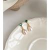 Green emerald zircon small earrings women's exquisite natural freshwater pearl earrings French retro premium stud earrings