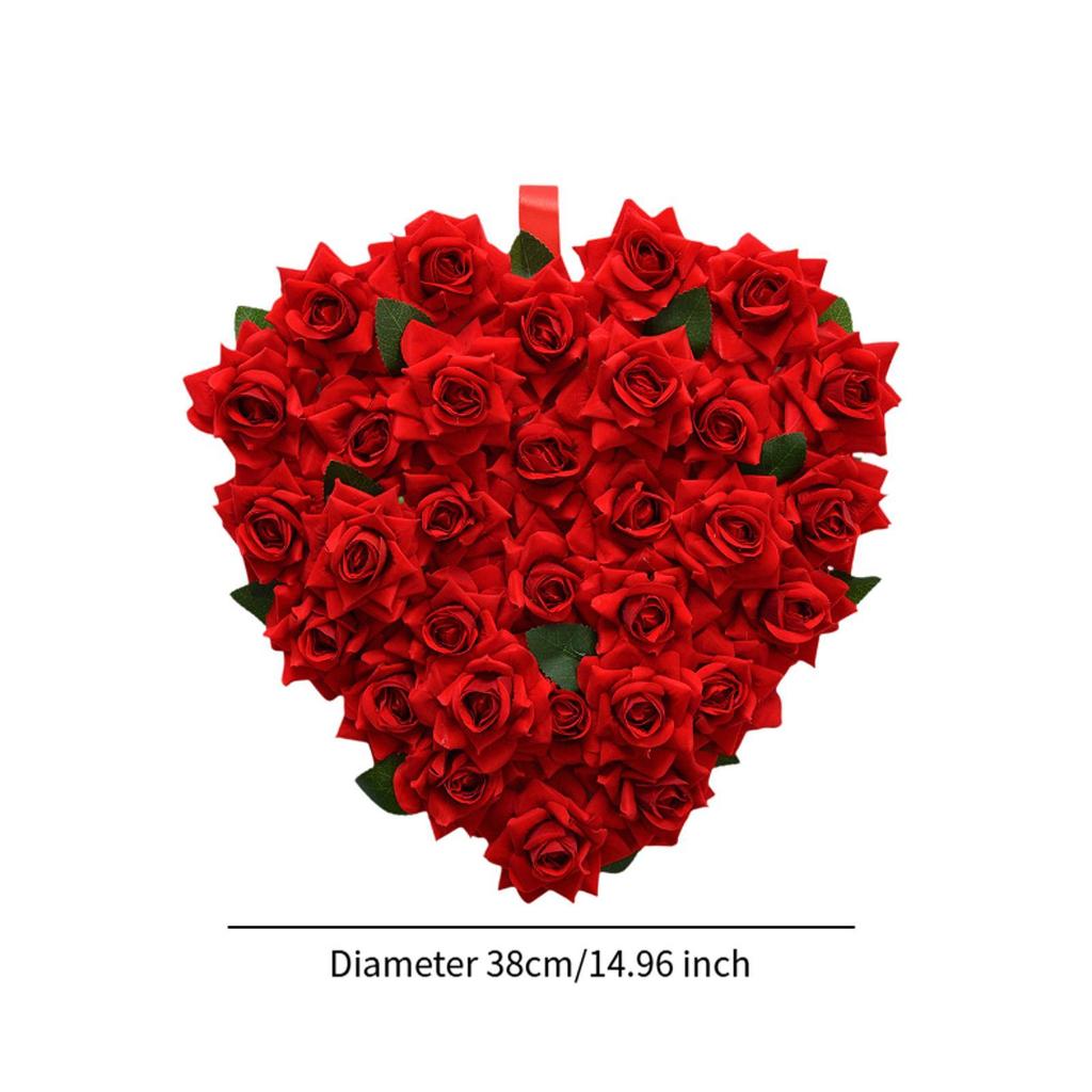 Valentine's Day Wreath 15 inch Love Heart Wreath Door Wreath for Indoor Outdoor
