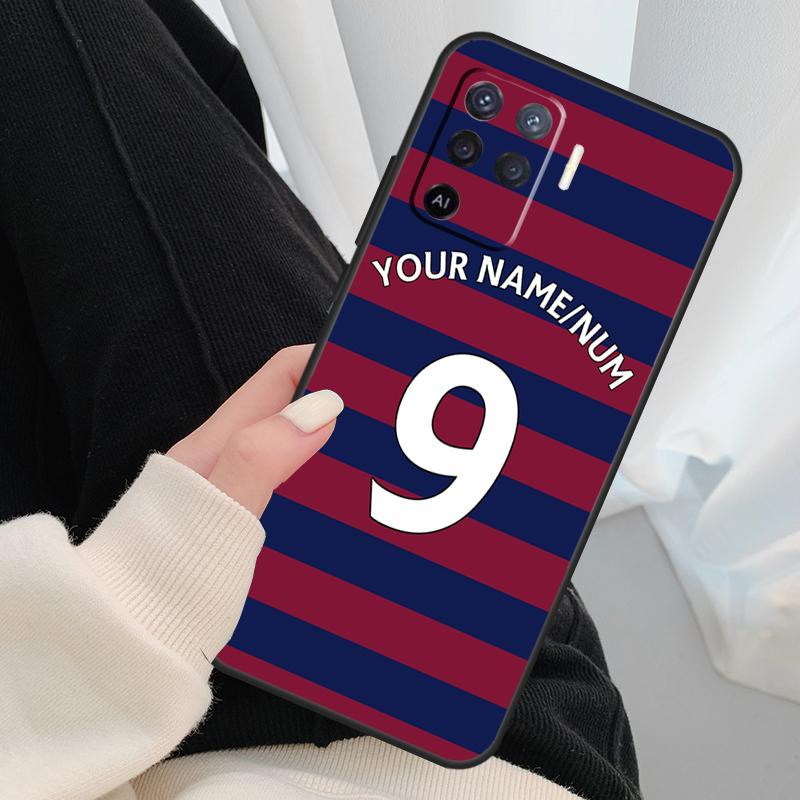 Personalised Football Number Strips Phone Case For OPPO A5 A9 2020 A31 A53 A53S A1K A15 A16 A52 A72 A83 A91 A93 A54 A74 A94