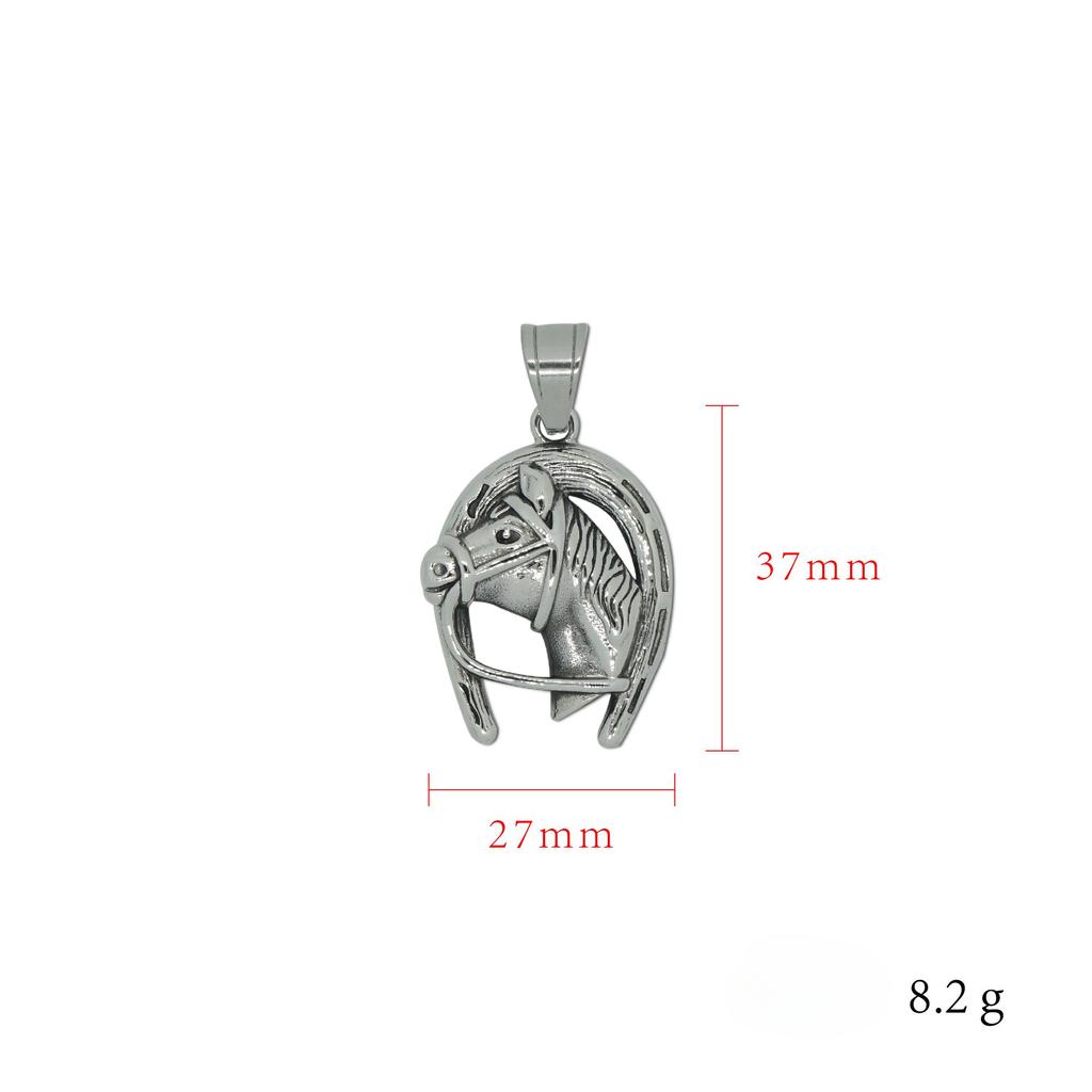 Collier avec pendentif tête de cheval en acier inoxydable, style hip-hop européen et américain