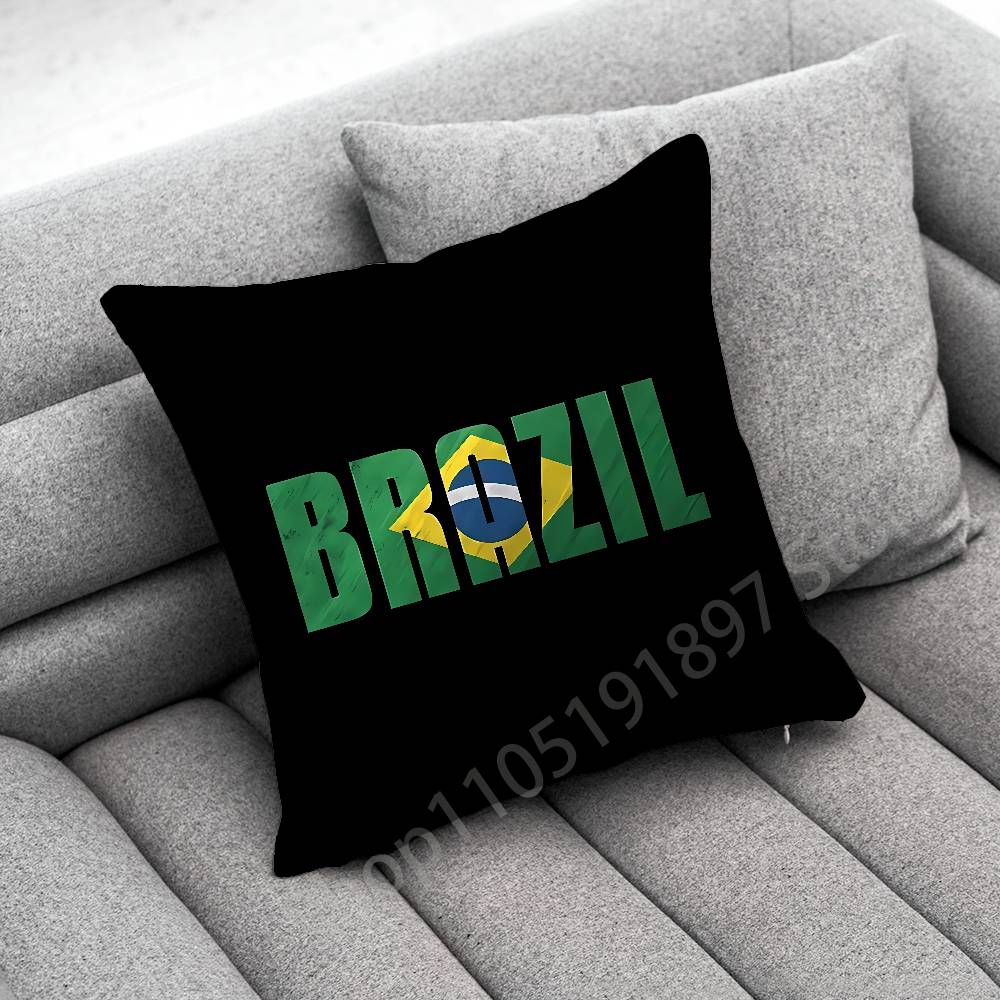 Rio De Janeiro Brazil Flag Map Passport Throw Pillow Case For 45x45cm 40x40cm 50x50cm 30x30cm Square Car Pillowcase Shell